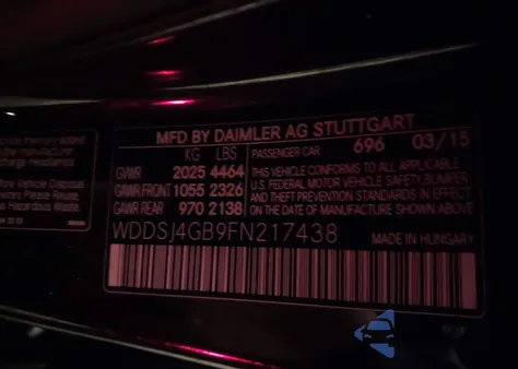 2015 Mercedes-Benz Cla 250 4Matic z USA, uszkodzony, nr VIN WDDSJ4GB9FN217438